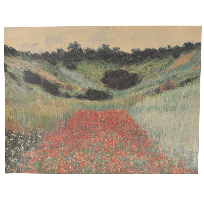 {FCC} Claude Monet Oil painting Wild Poppy Cafe Bar Retro Kraft Paper Poster 18.5x14"{yancrane3.vn}