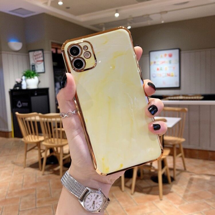iPhone 12 Pro Case Luxury Marble Electroplated Gold Plating Back Cover iPhone 11 12 Pro Max XS X Casing Soft Silicone