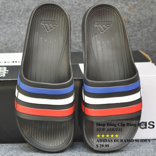Dép Adidas Duramo màu đen sọc dương trắng đỏ