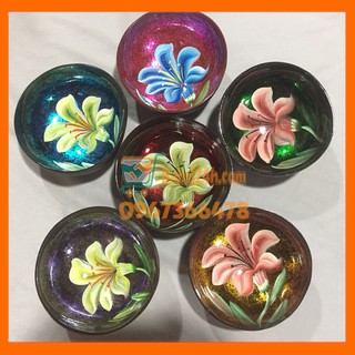 Bát ngâm tay làm móng bằng gáo dừa sơn mài