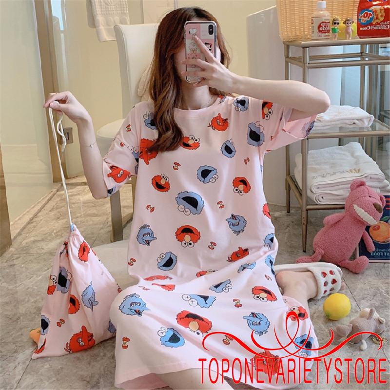 Đầm Ngủ Ngắn Tay In Họa Tiết Dễ Thương Cho Nữ | BigBuy360 - bigbuy360.vn