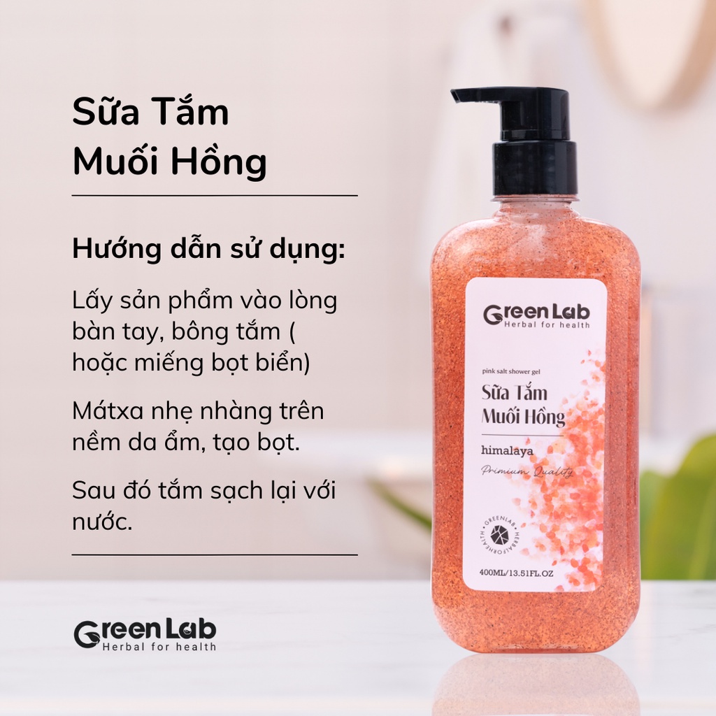 Sữa tắm muối hồng GreenLab sạch mụn lưng da trắng sáng 400ml