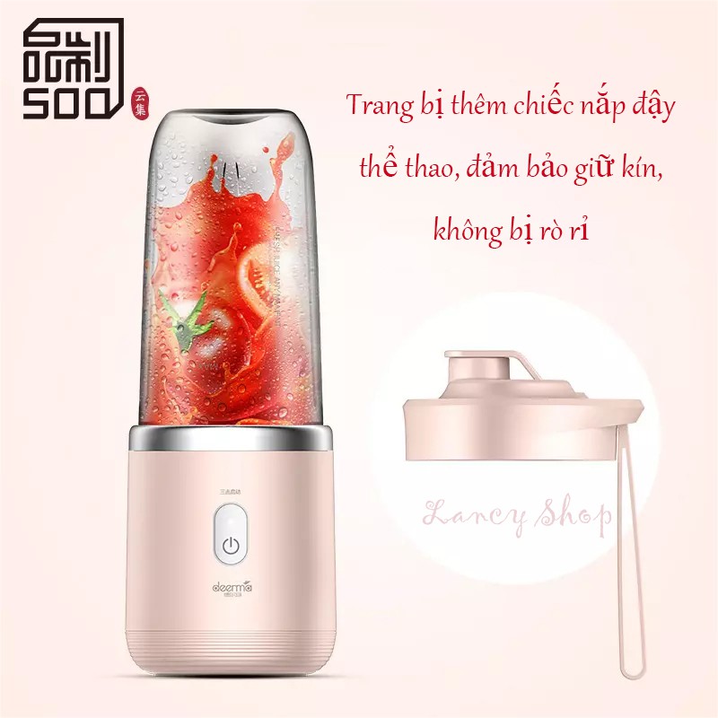 Máy xay sinh tố cầm tay mini Xiaomi Deerma NU05 Hồng 2 lưỡi xay công suất mạnh, Máy xay ép hoa quả vt163