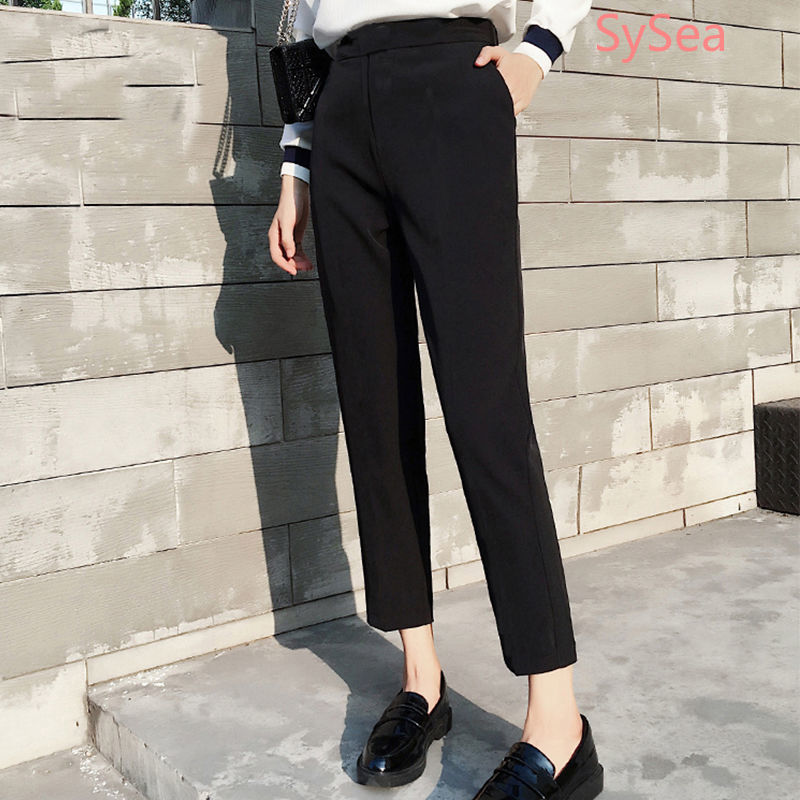 Quần Dài Màu Đen Phong Cách Hàn Quốc Thanh Lịch Cho Nữ