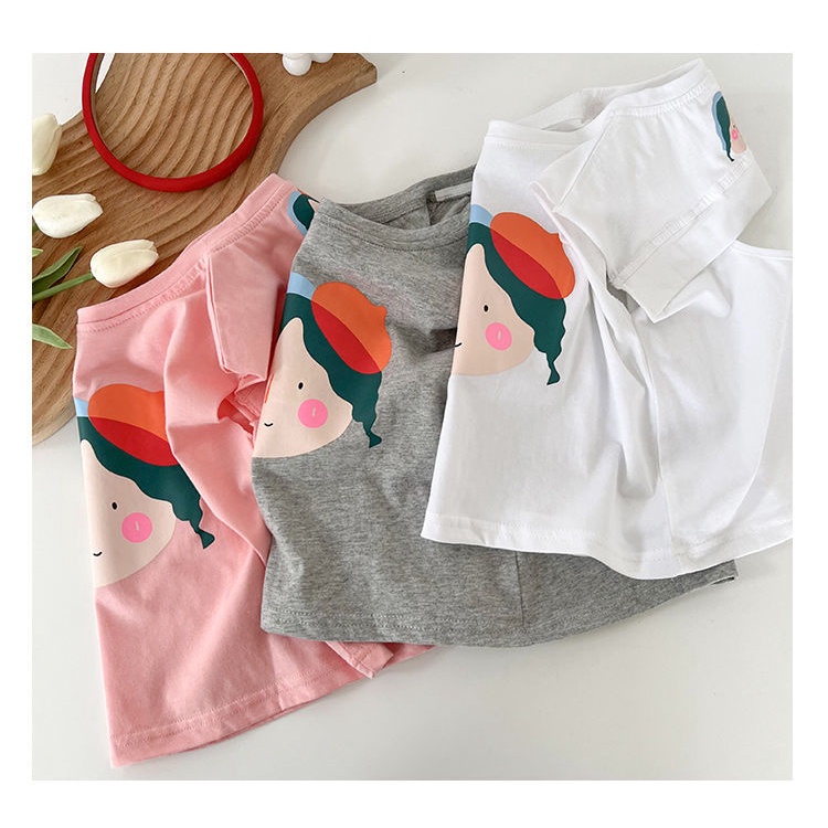 [Babycat] Hàng Có Sẵn Áo Thun Cotton Sát Nách Mỏng Mùa Hè Cỡ Nhỏ / Trung Bình Phong Cách Nhật Bản / Hàn Quốc Cho Bé Gái