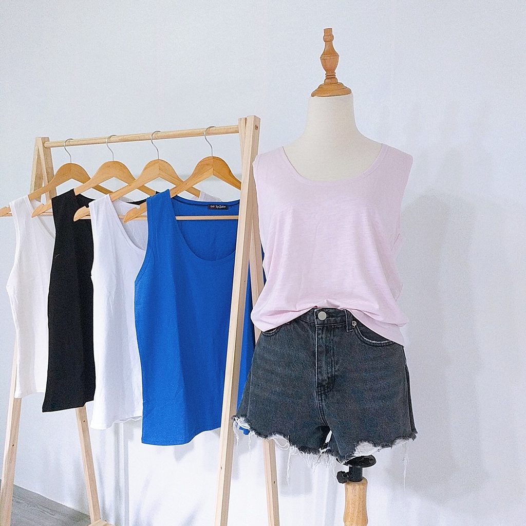 Áo ba lỗ nữ form rộng trơn áo 3 lỗ nữ trơn thun cotton 2 size | BigBuy360 - bigbuy360.vn