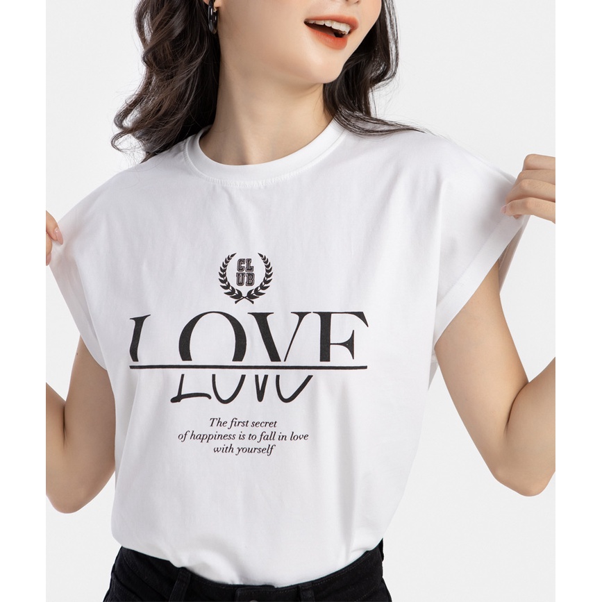 Áo thun nữ tay ngắn HNOSS in hoạ tiết Love HNATH024