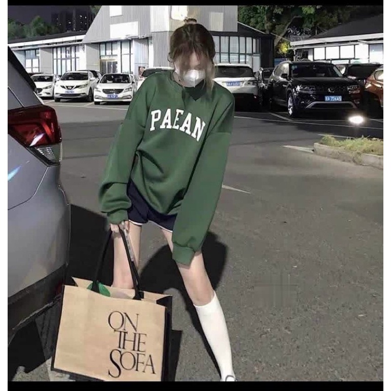 Áo sweater in PAEAN Chất nỉ bông,form dưới 70kg,chất mềm mịn vải dày