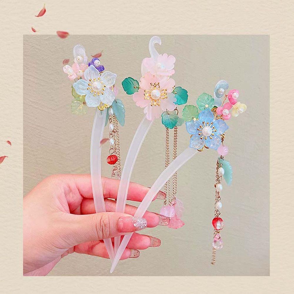 Trâm Cài Tóc Phối Tua Rua Hình Chữ U Phong Cách Trung Hoa Cổ Điển Cho Bé Gái