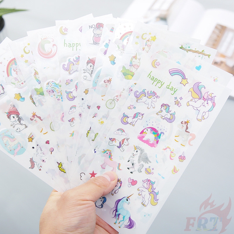 Set 6 tờ hình dán phong cách kì lân trang trí sổ tay máy tính ván trượt đa dụng