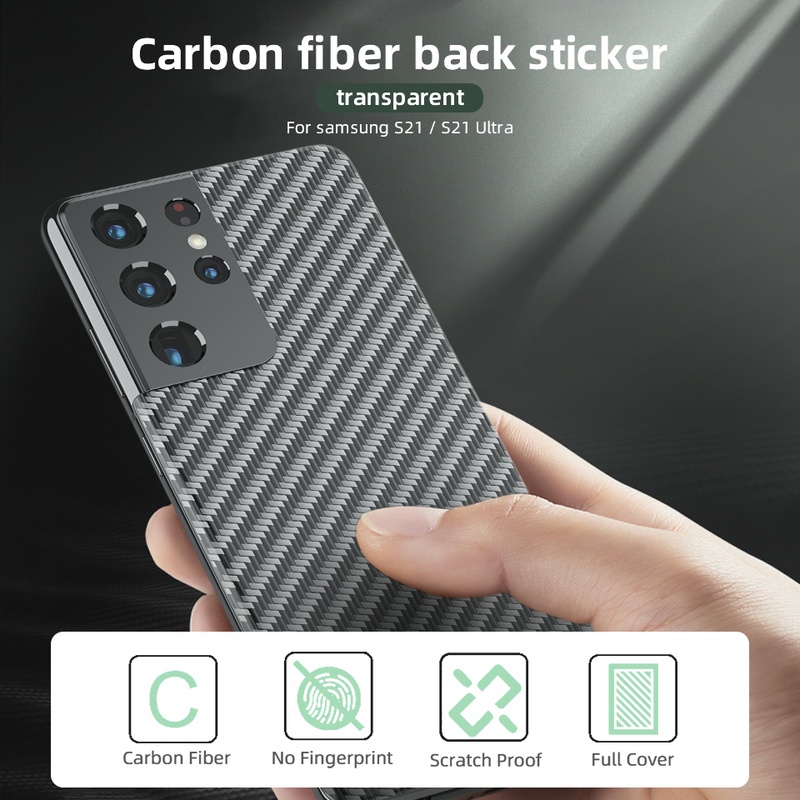 Bộ 3 Miếng Dán Lưng Họa Tiết Sợi Carbon Chống Bụi / Chống Dấu Vân Tay Cho Samsung S22 Plus Ultra