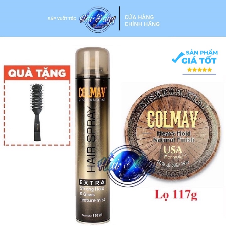 [COMBO] [CHÍNH HÃNG 100%] Sáp Vuốt Tóc Colmav Clay Kingdom + Gôm Colmav 360ml + Tặng Lược