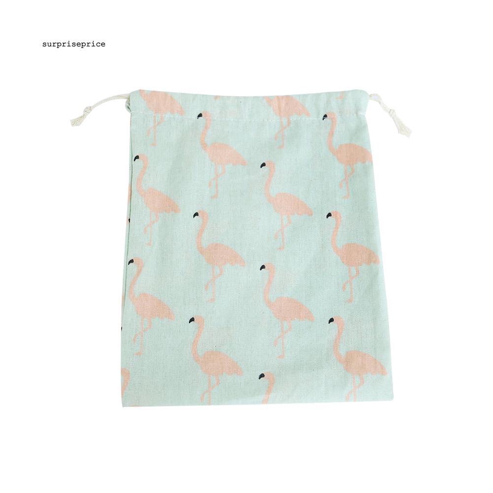 Túi dây rút cotton lanh in họa tiết dễ thương