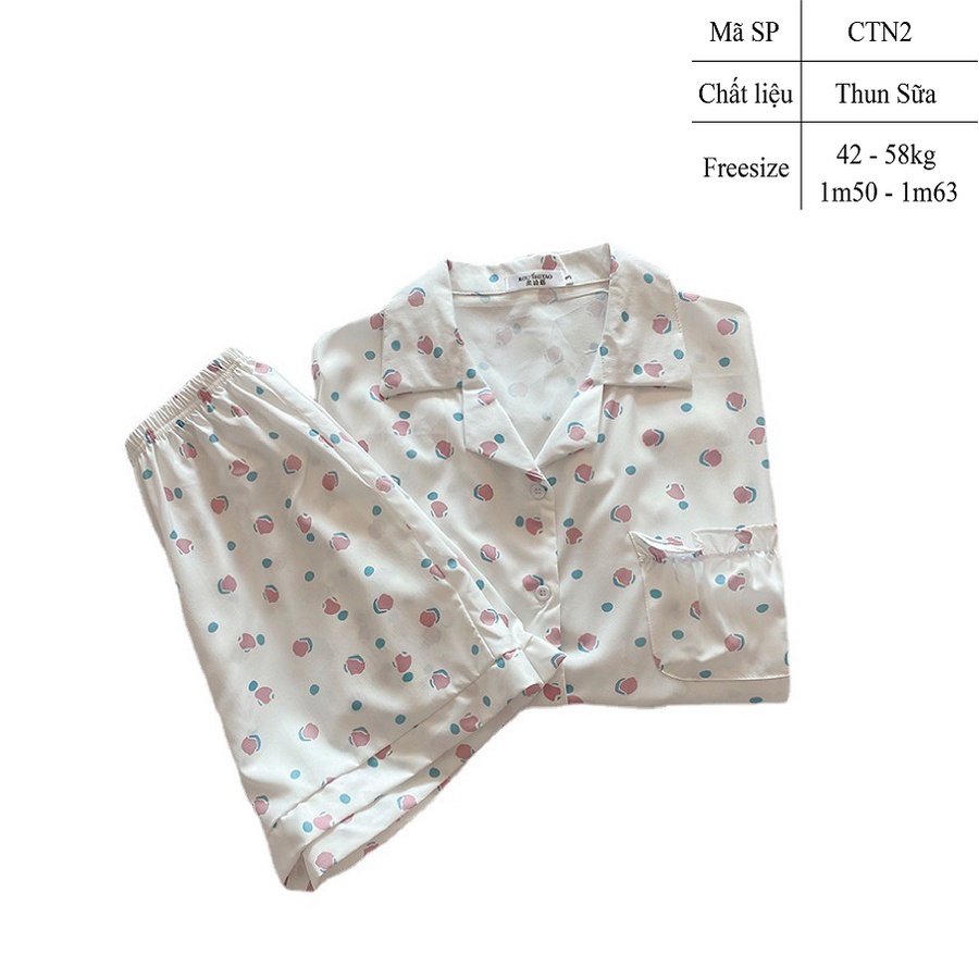 Đồ bộ nữ pijama mặc nhà thun sữa đẹp kiểu dáng cộc tay họa tiết siêu cute - CTN2