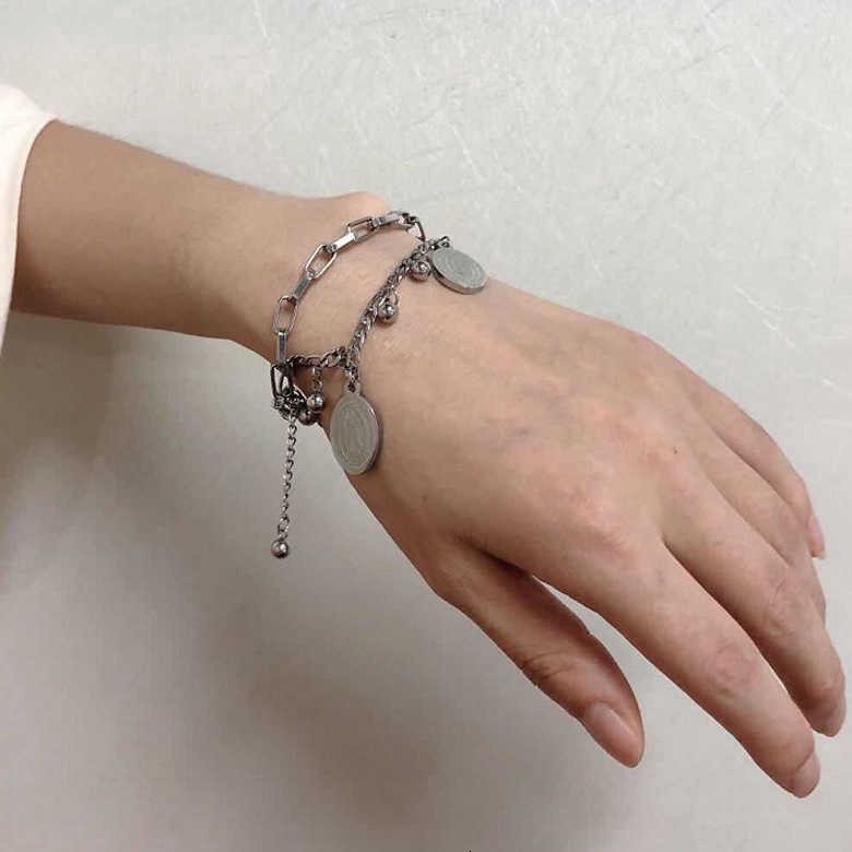 Vòng tay kim loại thiết kế nhiều lớp E 1241