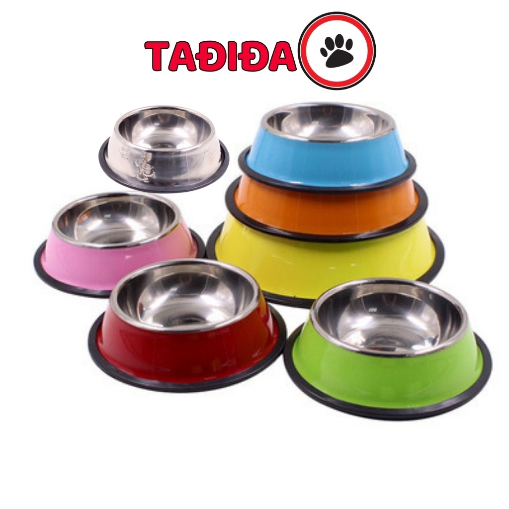 Bát ăn cho Chó Mèo inox chống trượt, Tô ăn cho Thú Cưng nhiều màu sắc - Tadida Pet