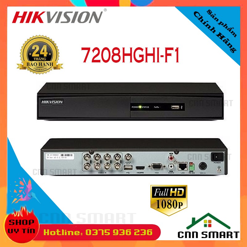 Đầu ghi hình Hikvision 8 4 16 kênh 7208HGHI-F1 7204HGHI-F1 7216HGHI-F1 Turbo HD 3.0 ( Vỏ sắt ) - Chính hãng BH24TH