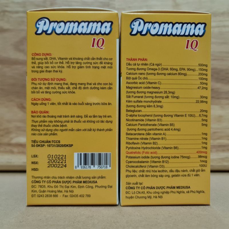 Vitamin cho mẹ bầu Promama IQ.