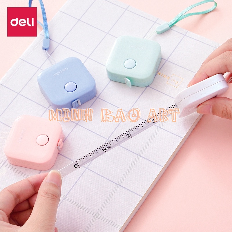 THƯỚC DÂY DA CUỘN DELI - 1.5M - HỒNG/ XANH LÁ/ TRẮNG/ XANH DƯƠNG - 1 CHIẾC - 79650