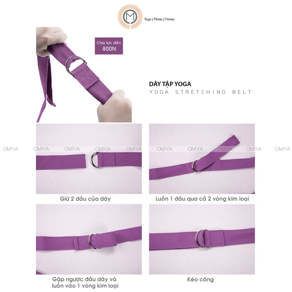 Dây tập yoga vải cotton, dây đai buộc thảm và hỗ trợ vận động