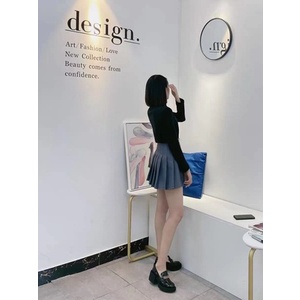 Giày cao gót WYW đen bóng đế vuông cao 6cm