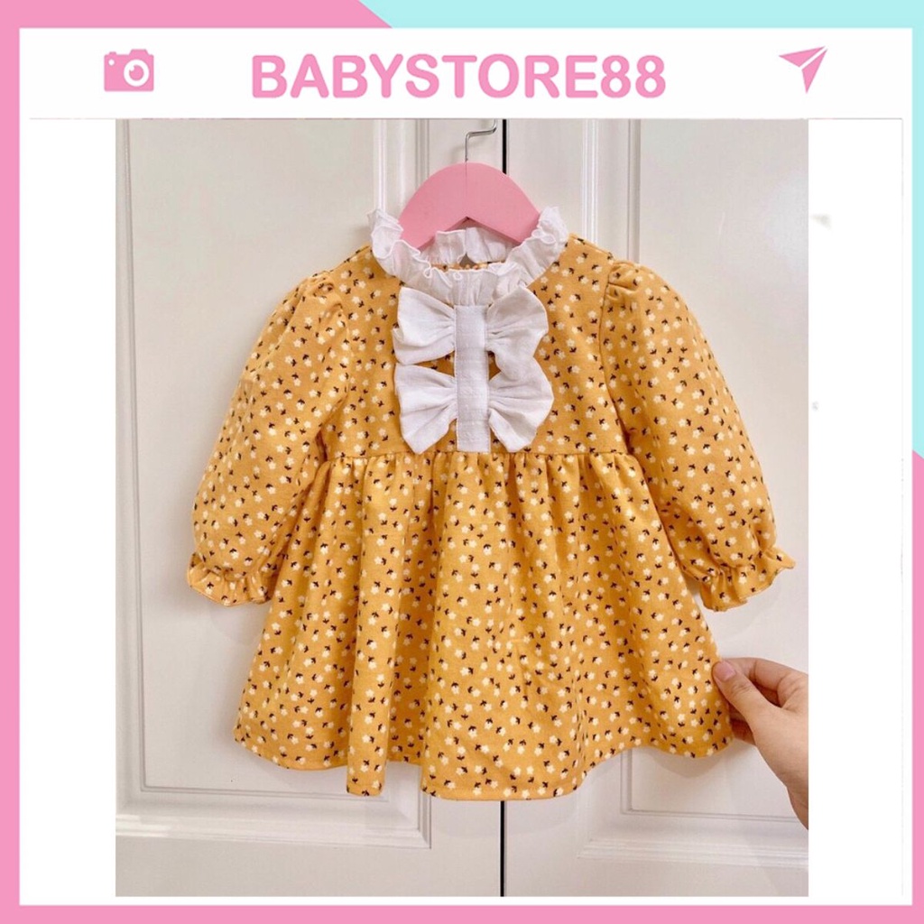 Đầm cho bé gái sơ sinh, 0,1,2,3,4,5,6,7,8 tuổi Babystore88, Váy bé gái thu đông dài tay hàng thiết kế cao cấp