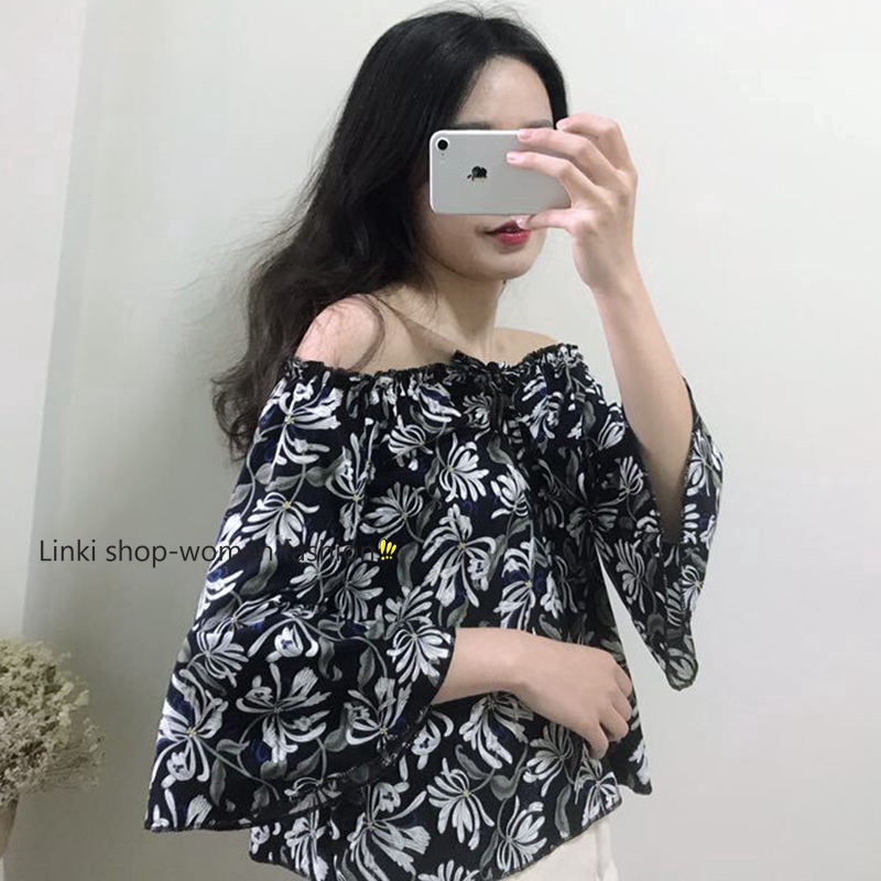 Ready Stock ✮ Linki floral print trumpet sleeves chiffon top fashion blouse casual women clothing 11016 | BigBuy360 - bigbuy360.vn