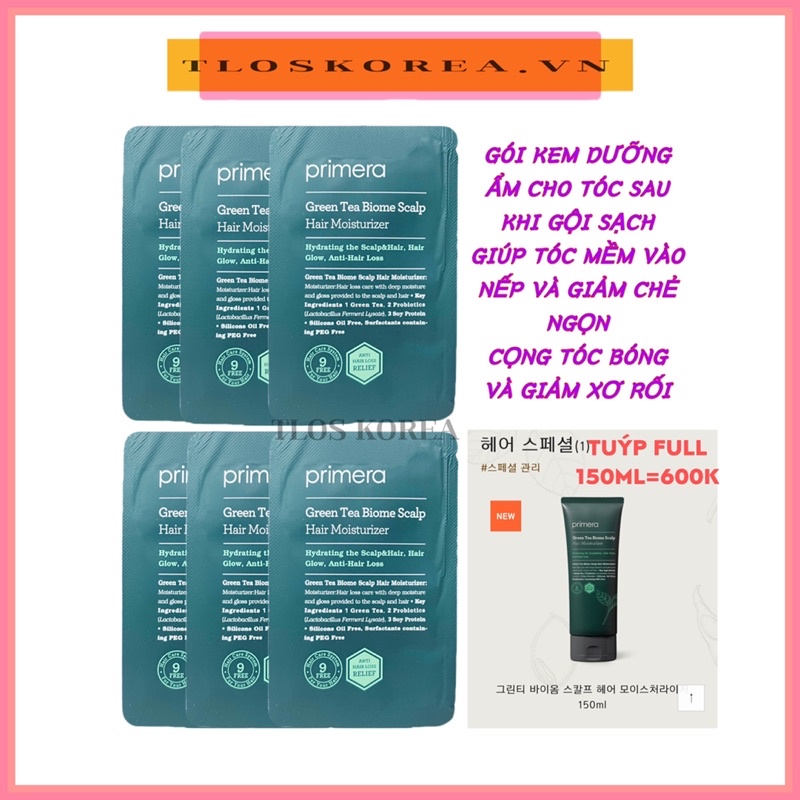 [Primera] [Gói Sample] Kem Dưỡng Tóc Trà Xanh Primera Greentea Biome Scalp Hair Moisturizer 4Ml