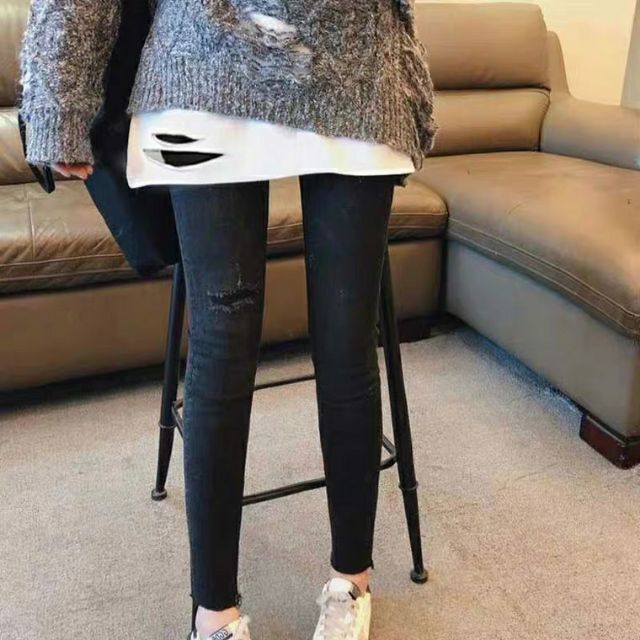 (Có sẵn) Áo thun dài tay 100% cotton unisex rách gấu layer hip hop | BigBuy360 - bigbuy360.vn