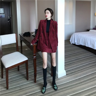 [ ORDER 10-15 NGÀY+ ẢNH THẬT]  BỘ NHUNG ĐỎ ÁO KHOÁC+ CHÂN VÁY+ QUẦN ỐNG RỘNG CÓ BÁN RỜI QUẢNG CHÂU MÃ 78453