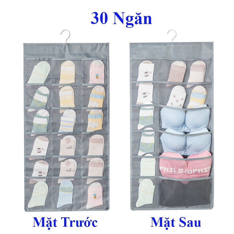 Túi treo đồ lót, vớ 2 mặt 30 ngăn