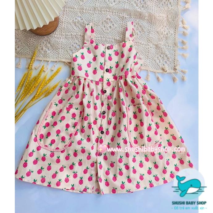 [Rẻ vô địch] Váy Hai Dây Túi Đắp Quả Dứa Vintage Lót Vai Hàng Thiết Kế Xinh Đẹp