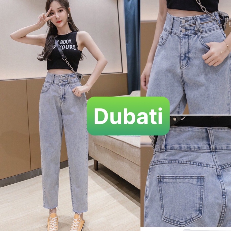 QUẦN JEAN BAGGY NỮ CHẤT BÒ CO GIÃN 2 CÚC LƯNG CAO NÂNG MÔNG BẢN TO KIỂU CHÉO- DB 287- DUBATI FASHION