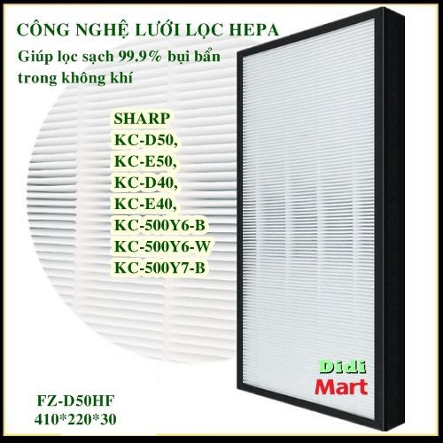 Màng lọc Hepa Sharp FZ-D50HF - Màng lọc không khí SHARP KC-D50, KC-E50, KC-D40, KC-E40, KC-500Y6-B, ....KC-500Y6-W