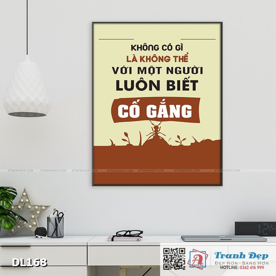Tranh động lực trang trí văn phòng làm việc - Không có gì là không thể với một người luôn biết cố gắng -v3 - DL168