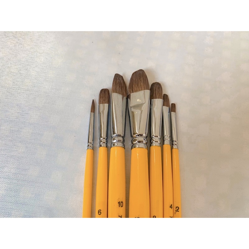 Bộ bút cán vàng 7 cây lông chồn MEMORY,chuyên vẽ màu acrylic