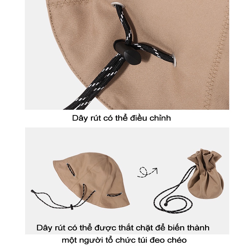Mũ lưỡi trai phong cách Hàn Quốc thoáng khí với dây rút mũ cotton mũ lưỡi trai cầm tay đi biển