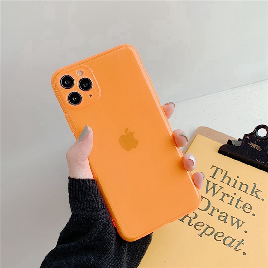 Ốp điện thoại mềm trong suốt dạ quang màu kẹo dành cho iPhone 11 Pro Xs Max XR X 8 7 6 6s Plus