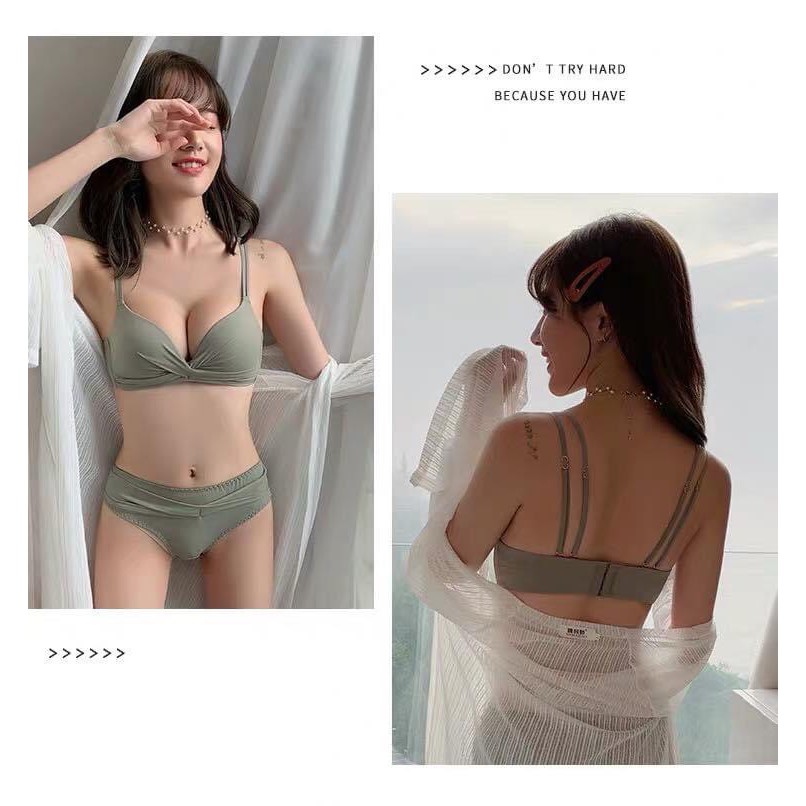 Bộ Đồ Lót Nữ, Áo lót nữ, Áo ngực Đệm Dày Không Gọng Nâng Đẩy Ngực - BỘ XOẮN