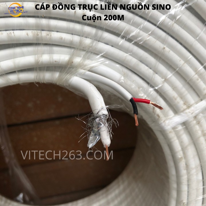 Cáp Đồng Trục Liền Nguồn SINO RG59+2C Cuộn 200m-Sản Phẩm Cao Cấp Dành Cho Thi Công CAMERA-ĐẢM BẢO TÍN HIỆU TIÊU CHUẨN