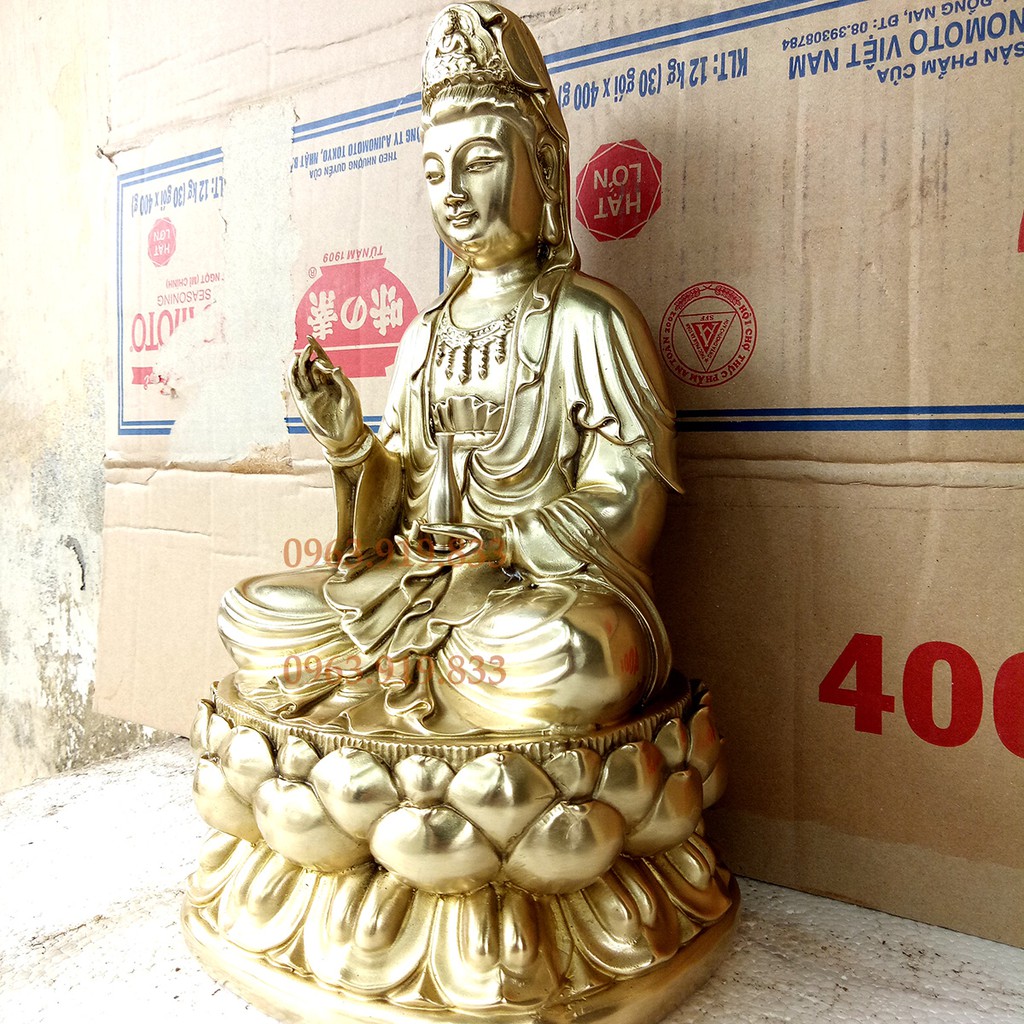Tượng Phật Quan Âm Bồ Tát ngồi cao 30cm, giá tượng quan âm, bán tượng quan âm, tượng đồng quan âm