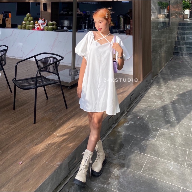 Solar dress - Váy/đầm babydoll dáng ngắn tay bồng 24KSTUDIO