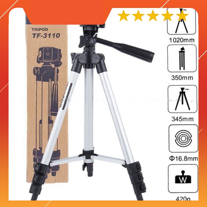 Bộ 1 Tripod TF-3110 kèm 1 Kẹp điện thoại và 1 Remote (Tặng Giá Đỡ Bạch Tuộc Đa Năng)