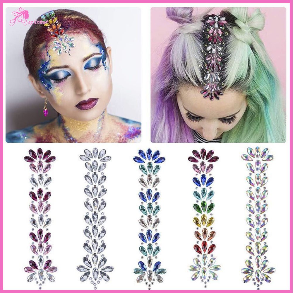 【Splinker】DIY Music Festival Rhinestone Face Hair Decoration Diamond Sticker Environmental Head Decoration Forehead Sticker Luminous