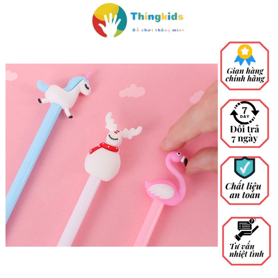 Set 20 chiếc bút bi mực nước siêu xinh nhiều hình cute kèm túi zip - Thingkids