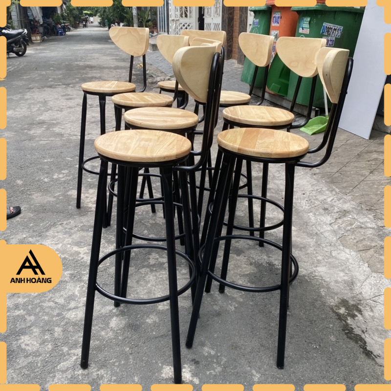 Ghế quầy bar ngồi ngắm cảnh ban công, chill thư giãn, mới 💯 màu gỗ