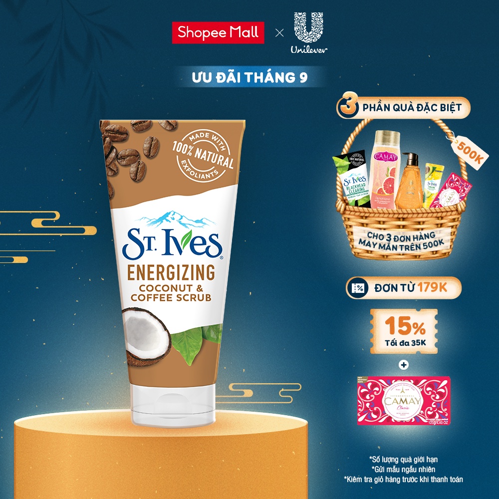 Sữa rửa mặt tẩy tế bào chết St.Ives Cafe và Dừa 170g
