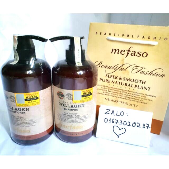 Dầu cặp gội xả collagen mefaso 850ml ×2