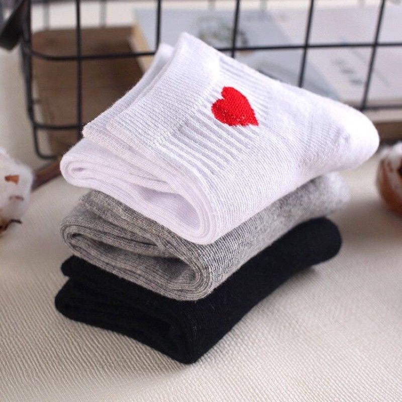 Tất Vớ Nữ Cổ Ngắn In Hình Trái Tim Nhiều Màu Phong Cách Hàn Quốc Cho Nữ