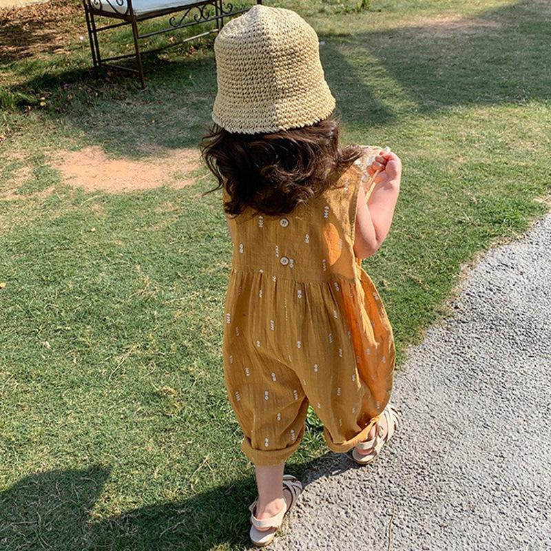 Bộ Áo Liền Quần Sát Nách Dáng Rộng Trẻ Trung Phong Cách Hàn Quốc Cho Bé Gái